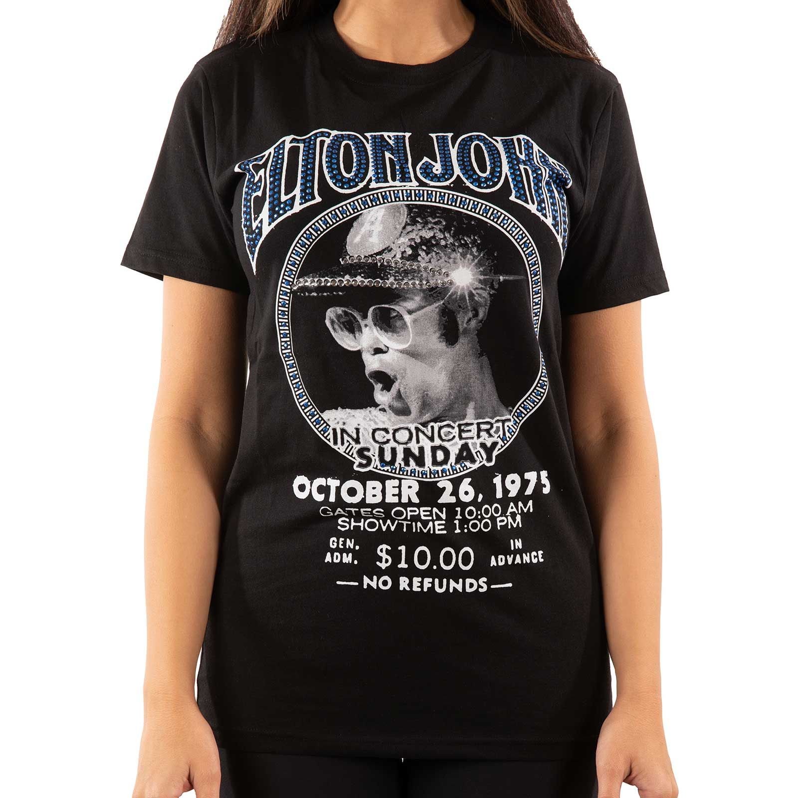 Elton John Elton John Men's In Concert Embellished T-Shirt in Black - 4