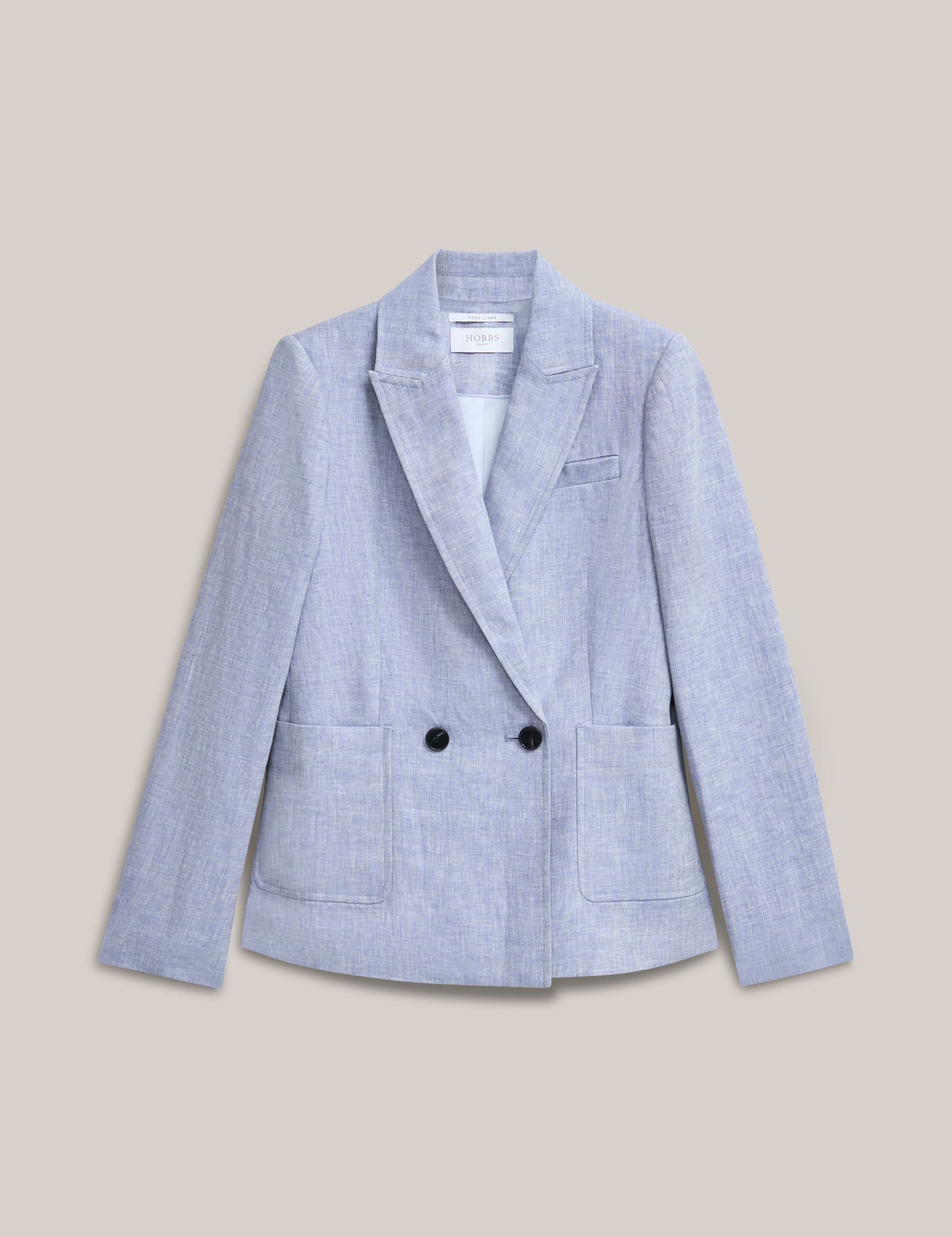 Hobbs London Hobbs London Women's Estella Double Breasted Linen Jacket in Pale Blue - 2