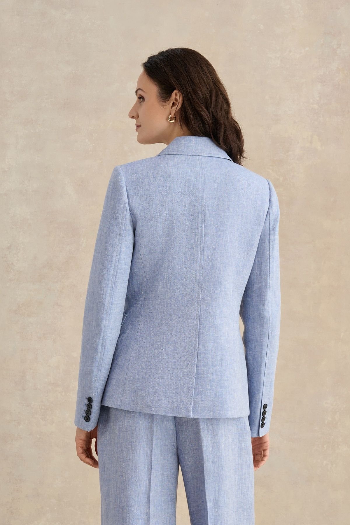 Hobbs London Hobbs London Women's Estella Double Breasted Linen Jacket in Pale Blue - 4