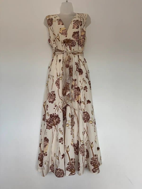 ME+EM * New * (exdisplay/sample) ME+EM 100% Silk Midi Dress Hydragena Print + Belt - RRP £495 - UK 12