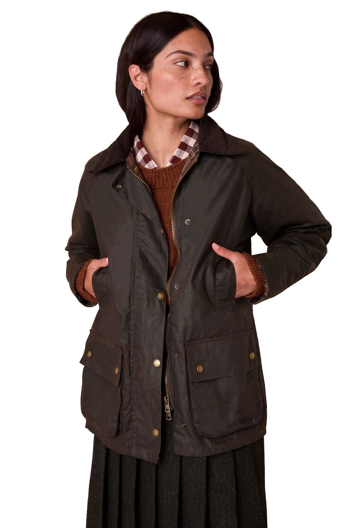 Celtic & Co Celtic & Co Women's Raglan Sleeve Waxed Jacket in Dark Brown