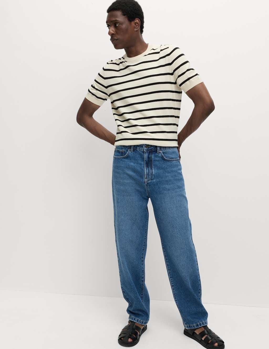 M&S Mid Blue Baggy Fit Denim Jeans