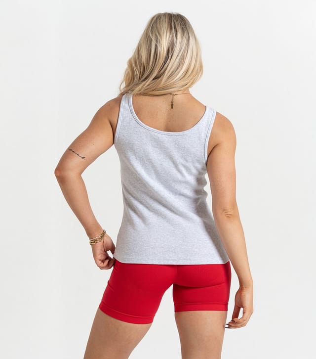 Peach Fit Women's Grey Marl Ribbed Logo Laelia Tank Top Peach Fit New Look - 3