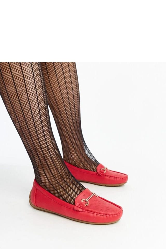 Love Lace Love Lace Women's Moccasin Slip On Flats with Drative Buckle & Rhinestones in Red - 2