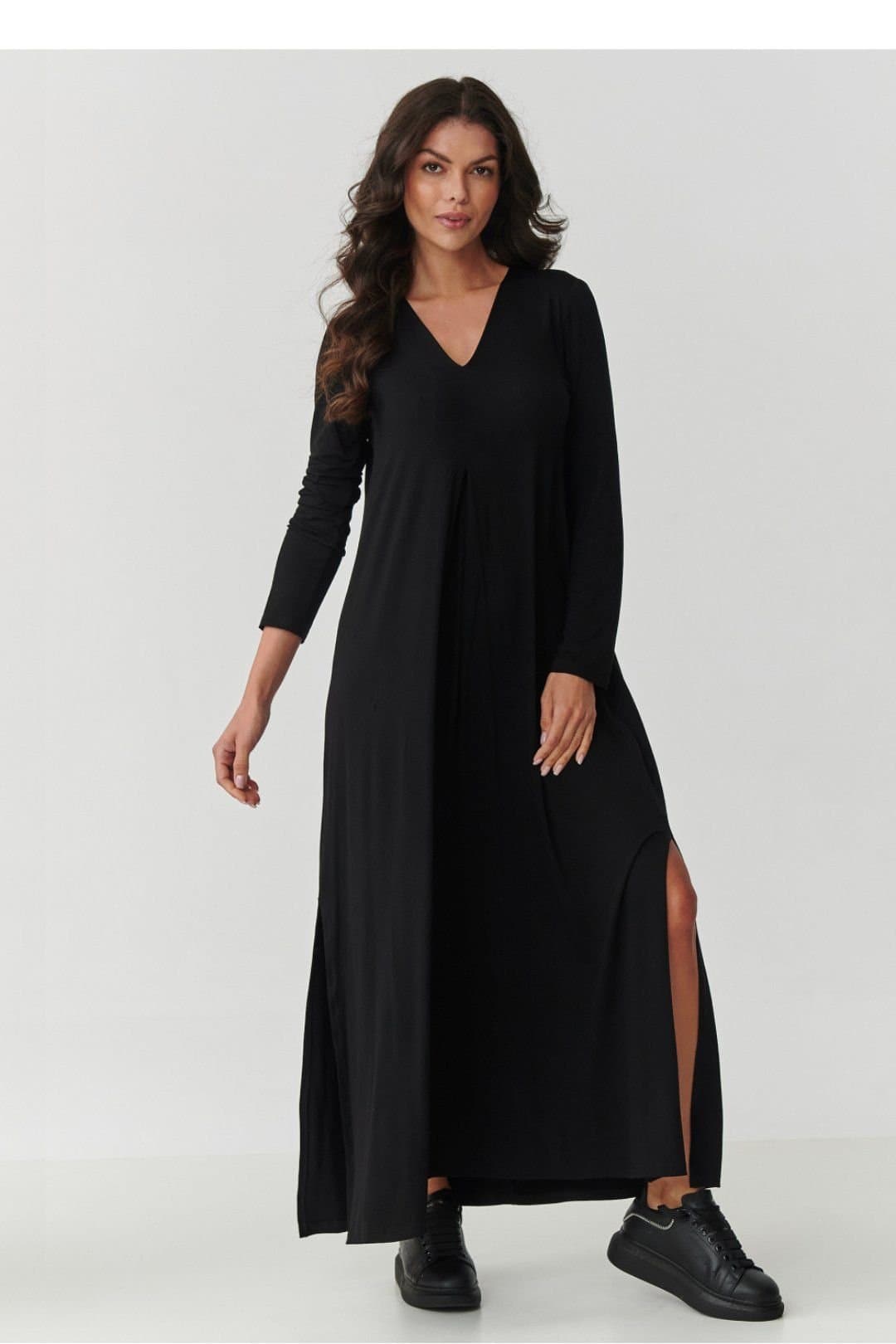 Love Lace Love Lace Women's Timeless V Neck Maxi Dress Viscose Elastane in Black