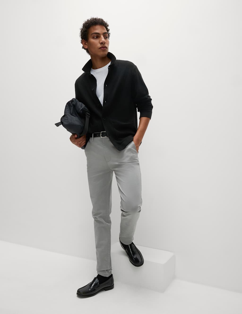 Marks & Spencer M&S Skinny Fit Stretch Chinos Ash Grey - 2