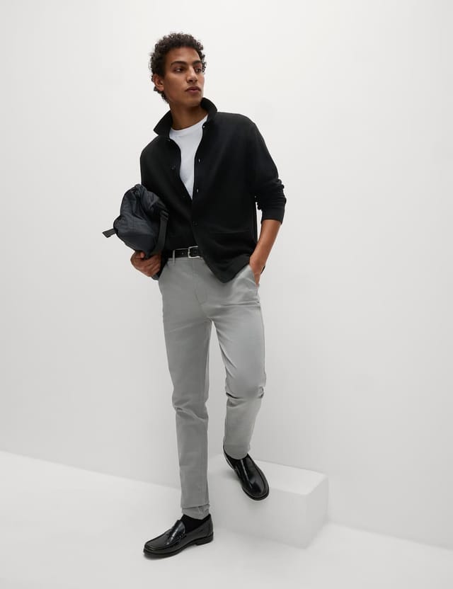 Marks & Spencer M&S Skinny Fit Stretch Chinos Ash Grey - 2