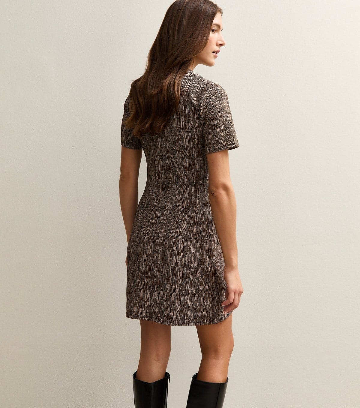 New Look Women's Brown Bark Print Tie Belt Mini Dress New Look - 4