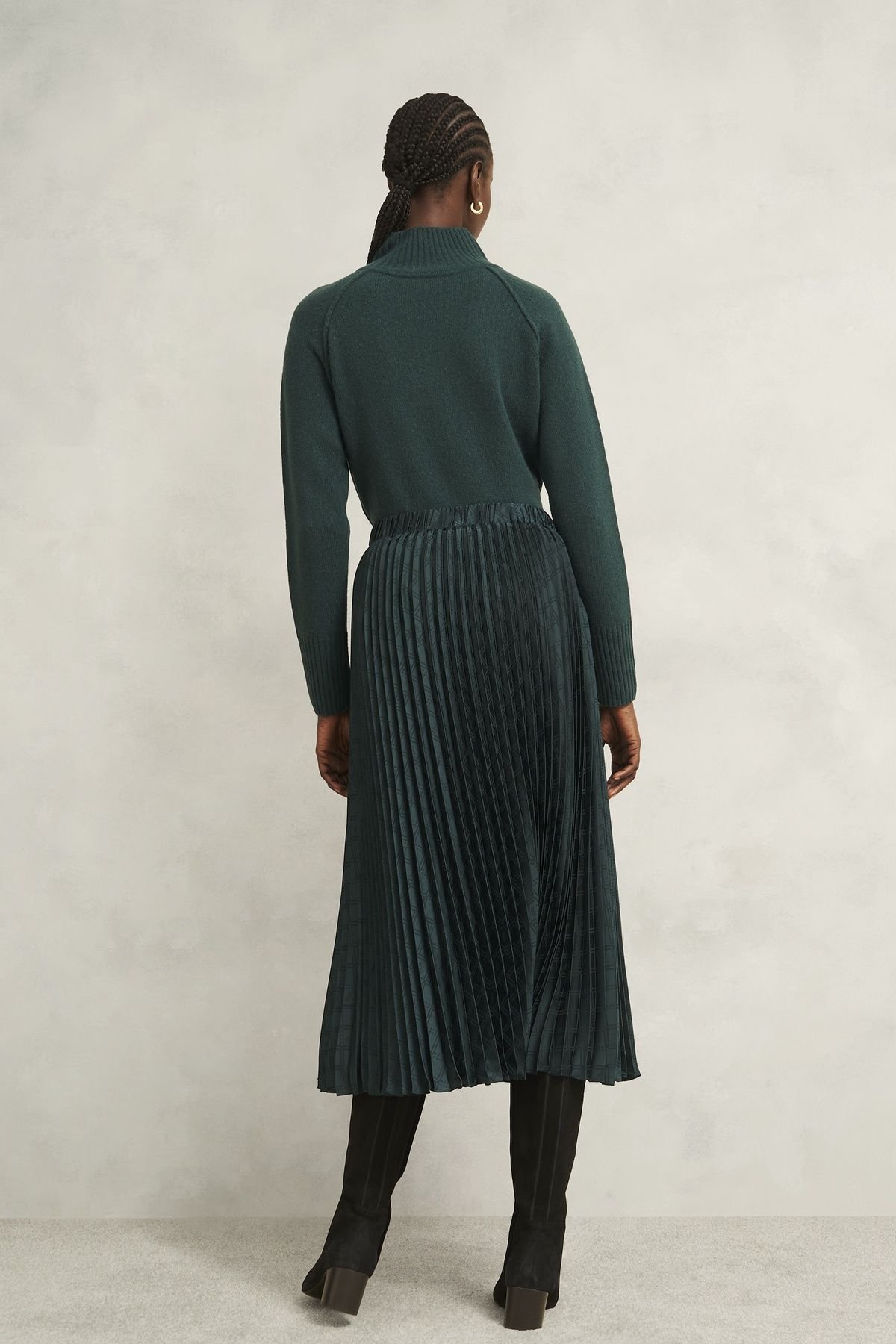 Hobbs London Hobbs London Women's Luana Pleated Skirt in Bottle Green - 4