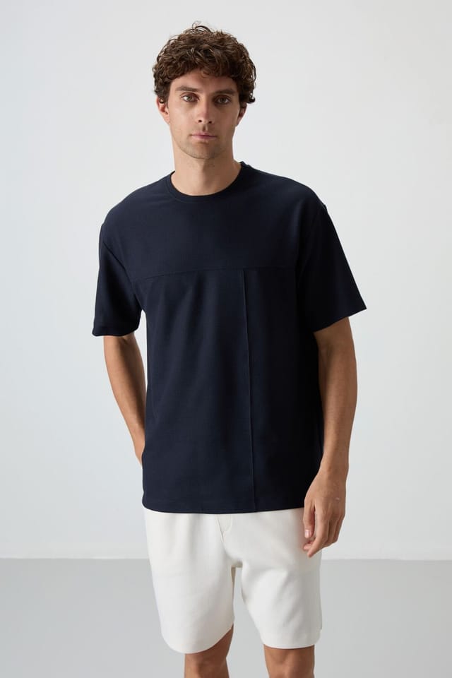 Tommy Life Tommy Life Men's Oversized Jersey T-Shirt With Pocket in Navy - 2