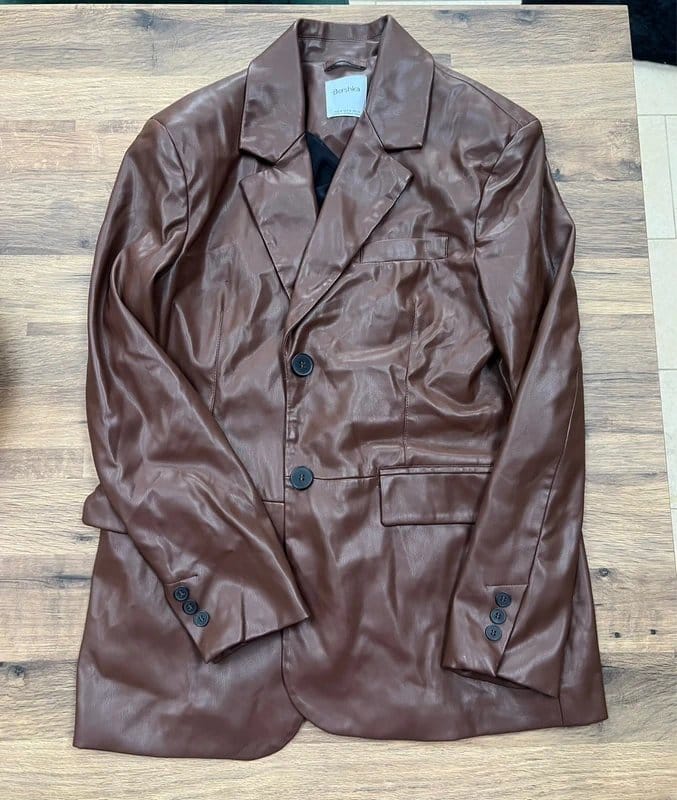 Bershka Bershka Brown Faux Leather Blazer - 1