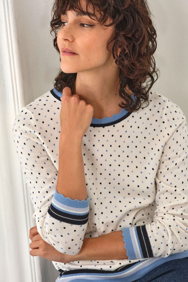 Pure Collection Pure Collection Women's Cotton Wool Printed Spot Sweater - 2