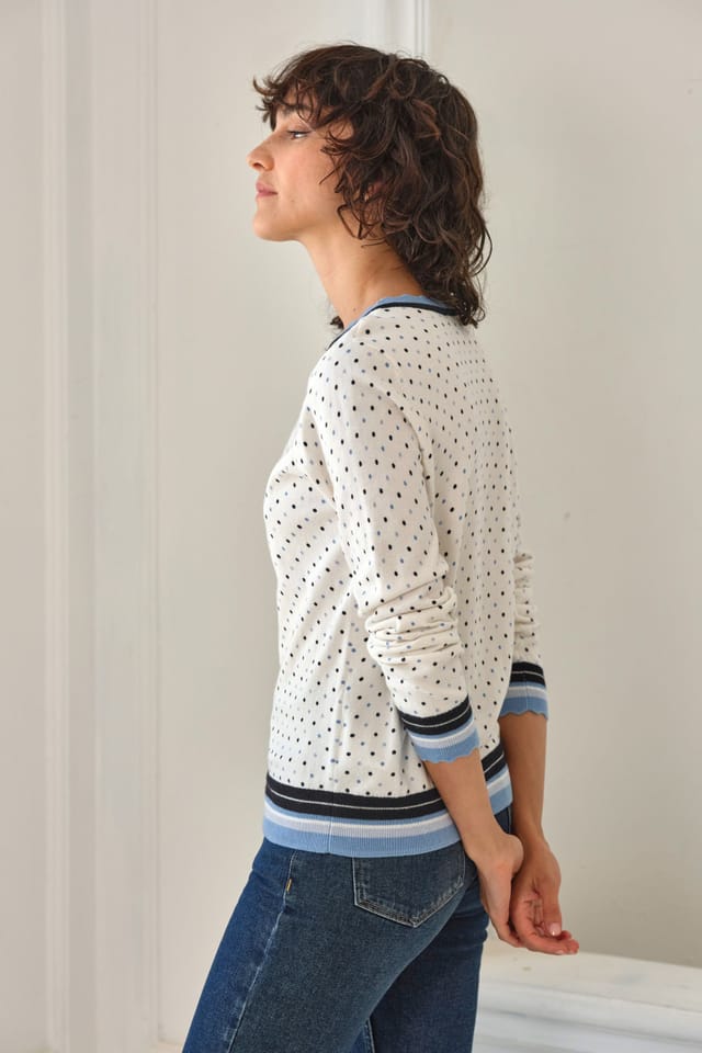 Pure Collection Pure Collection Women's Cotton Wool Printed Spot Sweater - 3