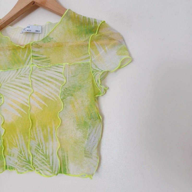 Bershka Bershka green sheer cropper top size 8 - 10 small s worn once.