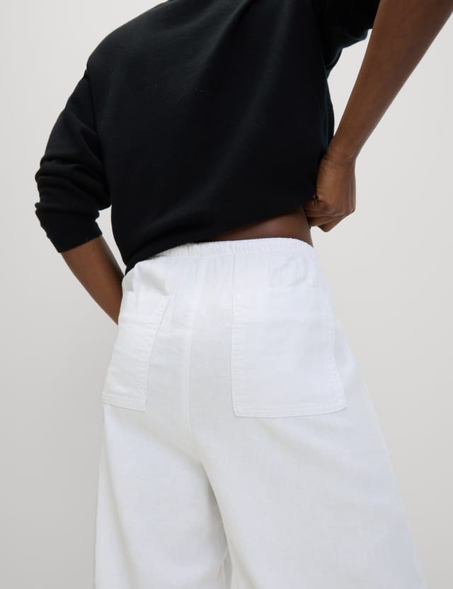 Marks & Spencer M&S Linen Blend Wide Leg Trousers White - 2
