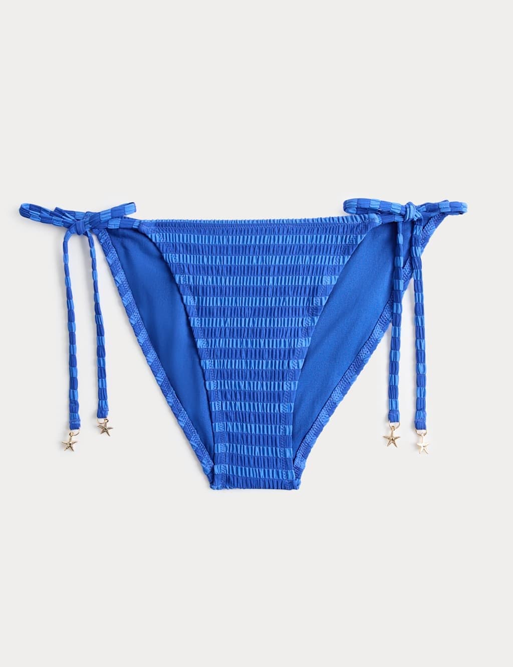 Marks & Spencer M&S Striped Tie Detail High Leg Bikini Bottoms Blue Mix
