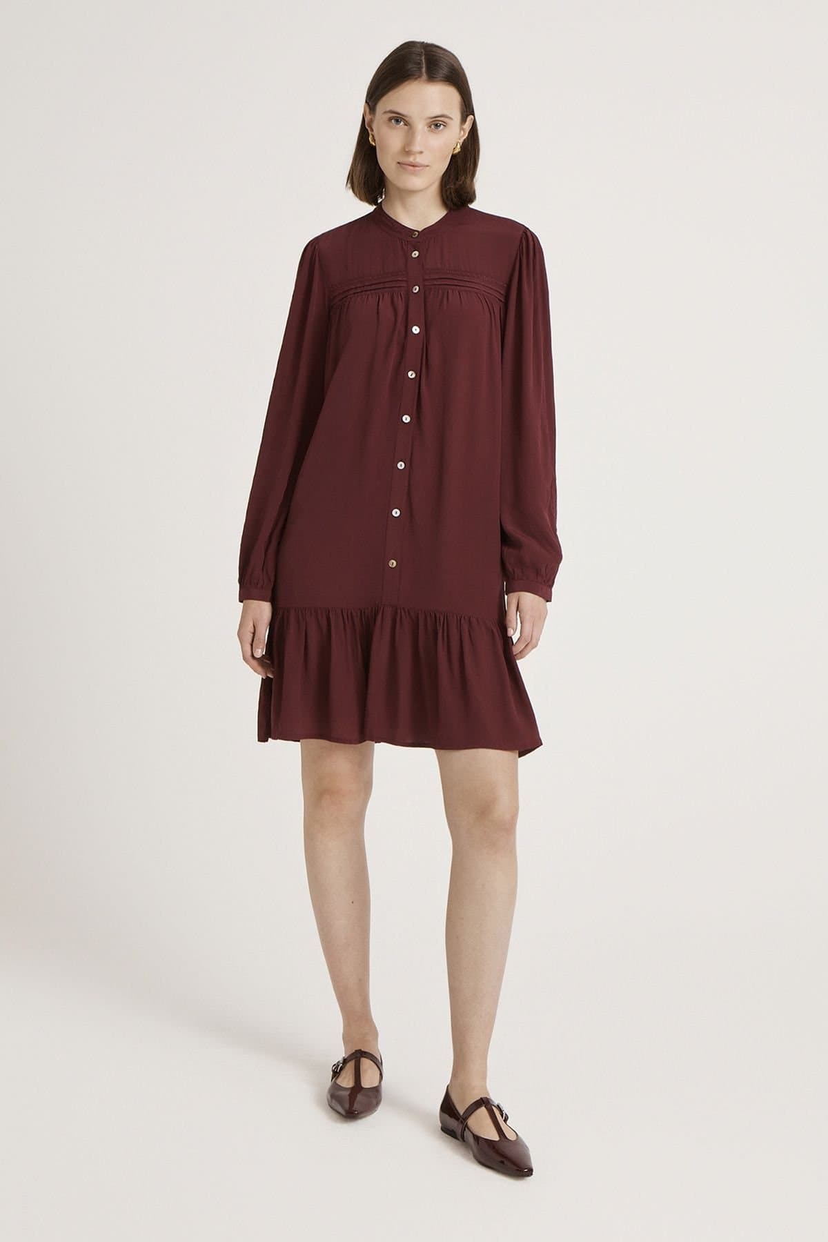 Finery London Finery London Women's Beccy Crepe Short Dress in Aubergine