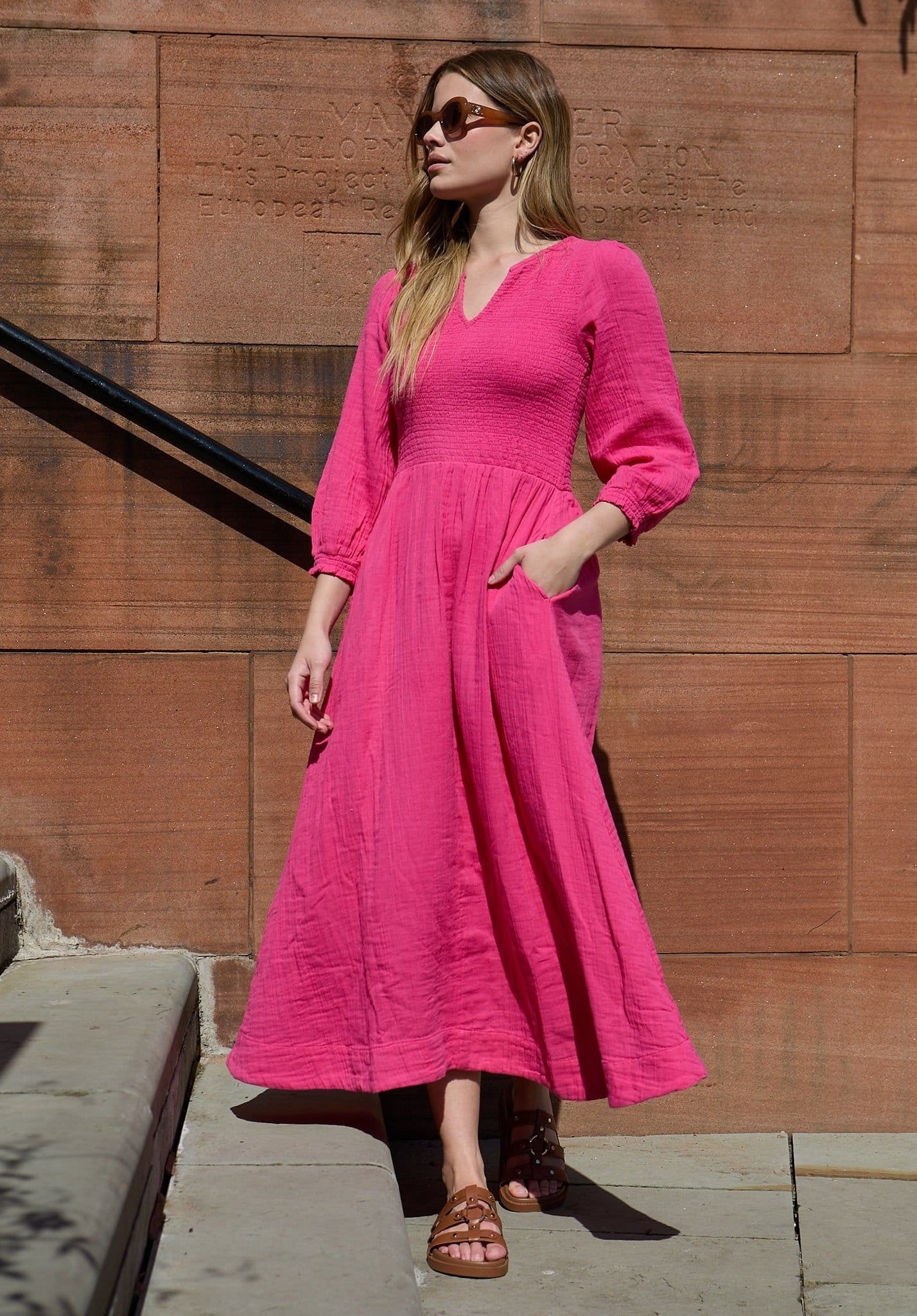 Lily and Lionel Lily and Lionel Women's Paulina Shirred Bodice Maxi Dress In Pink - 4