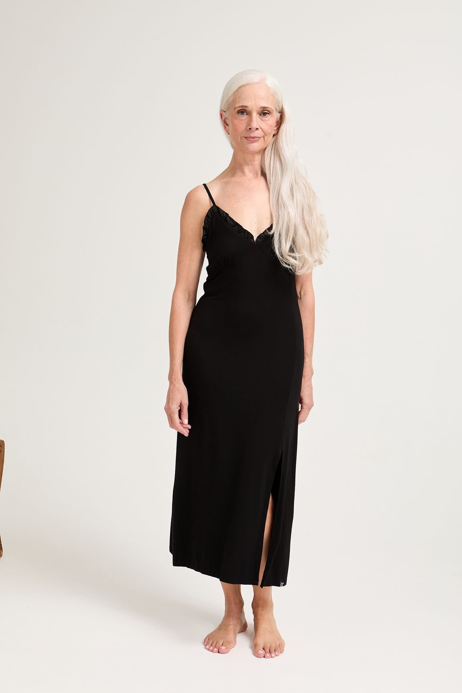 Pretty You London Pretty You London Black Bamboo Frill Chemise