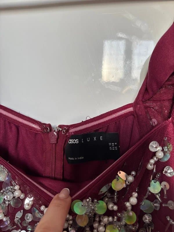 ASOS Burgundy embellished luxe dress