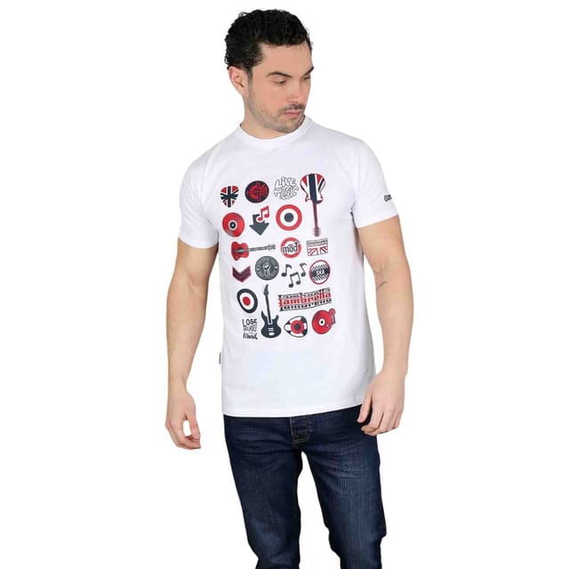 Lambretta Lambretta Men's Music Icons T-Shirt in White - 3