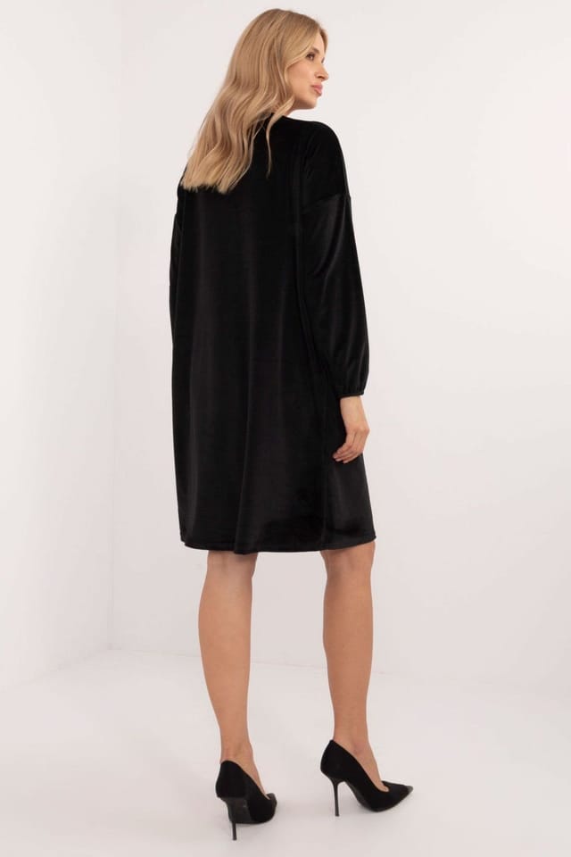 Love Lace Love Lace Women's Velour Daydress with Heart Neckline in Black - 3