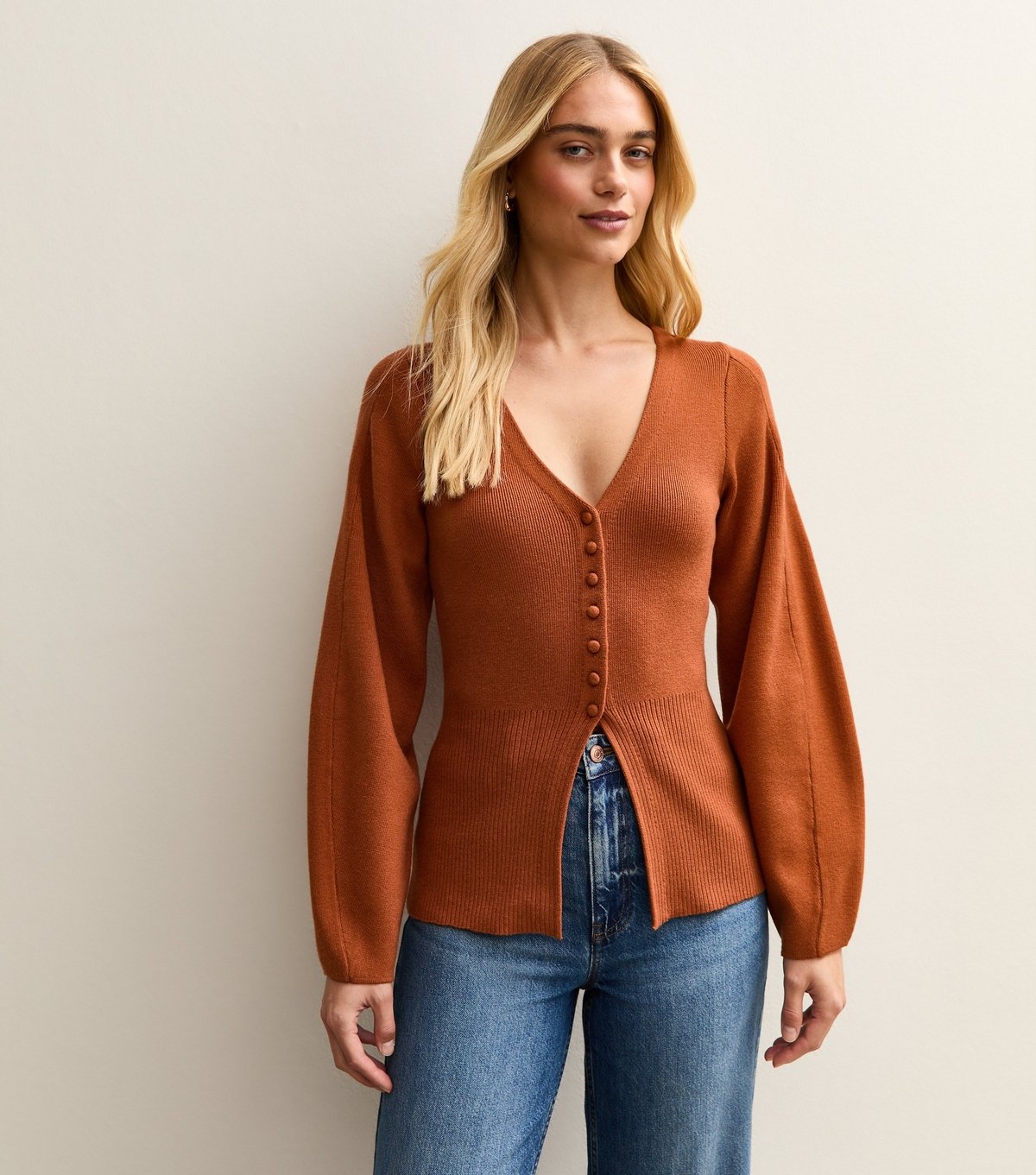 New Look Women's Tan Compact Knit V-Neck Cardigan New Look - 3