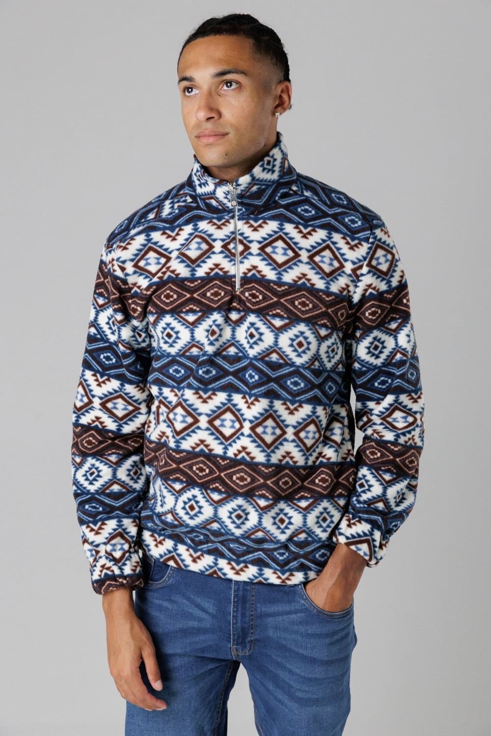 Nordam Nordam Men's Quarter Zip Funnel Neck Polar Fleece in Cream