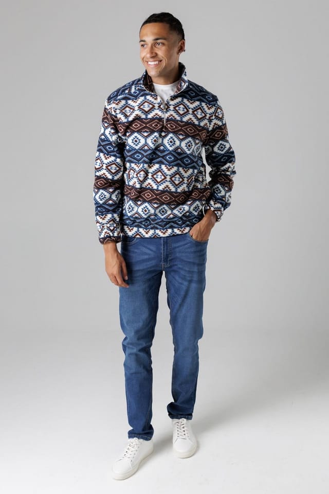 Nordam Nordam Men's Quarter Zip Funnel Neck Polar Fleece in Cream - 3