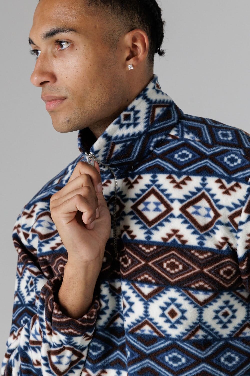 Nordam Nordam Men's Quarter Zip Funnel Neck Polar Fleece in Cream - 4