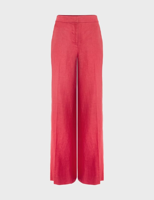 Hobbs London Hobbs London Women's Mirabel Wide-Leg Linen Trousers in Cerise - 2