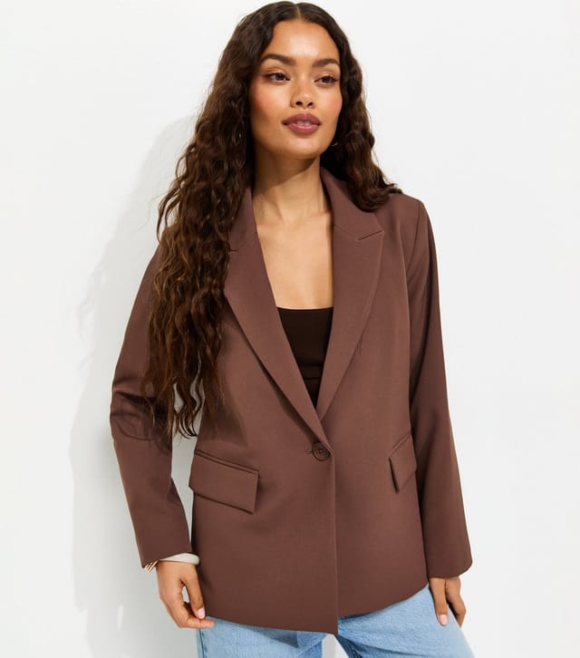 New Look Women's Petite Brown Single Button Tailored Blazer New Look - 3