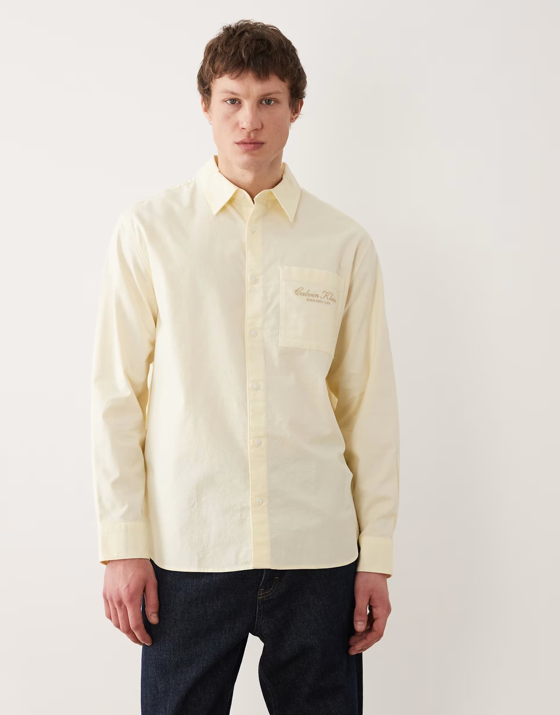ASOS Calvin Klein Jeans oxford shirt in light yellow
