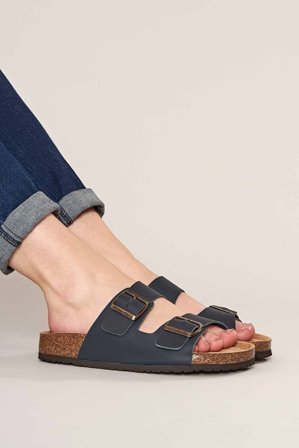 Moshulu Moshulu Women's 'Bavaria Waxy' Cork Footbed Sandals in Indigo - 3