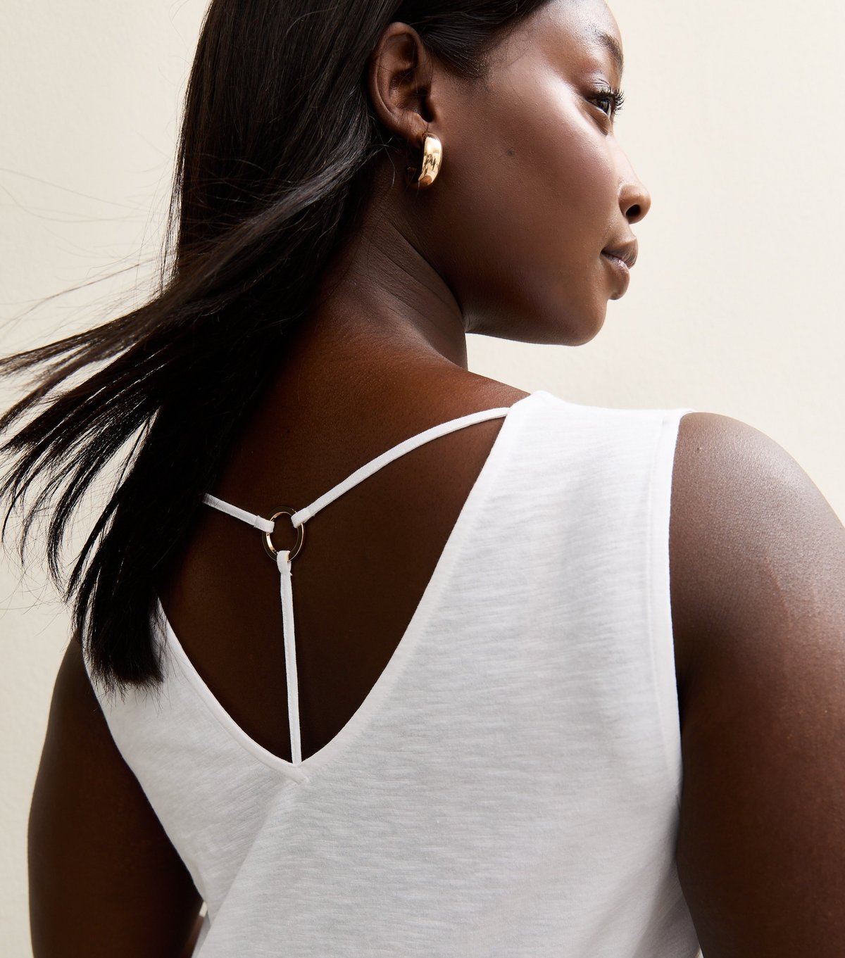 New Look Women's Plus Size White Relaxed V-Neck Vest Curves New Look - 3