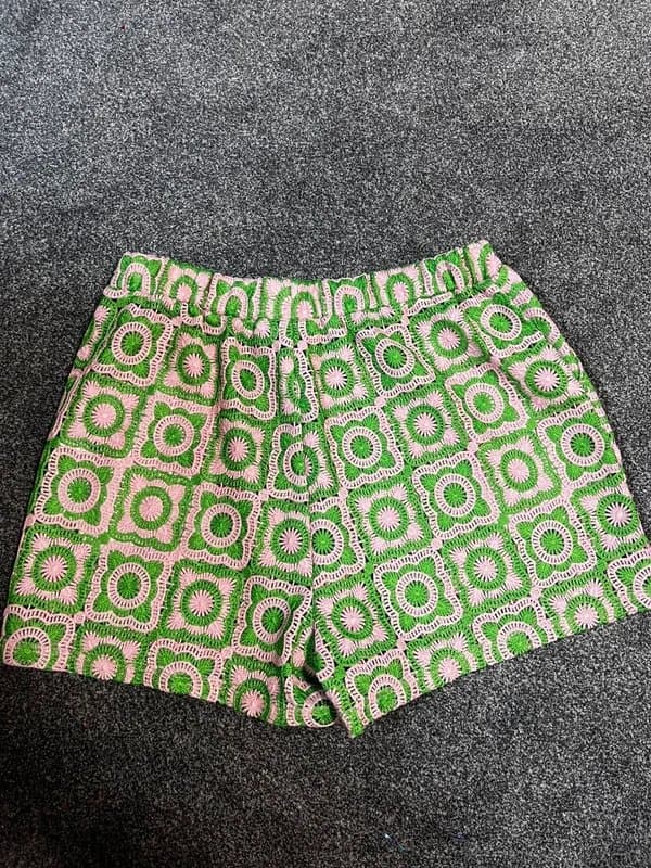 ASOS Design Pink and green crochet shorts