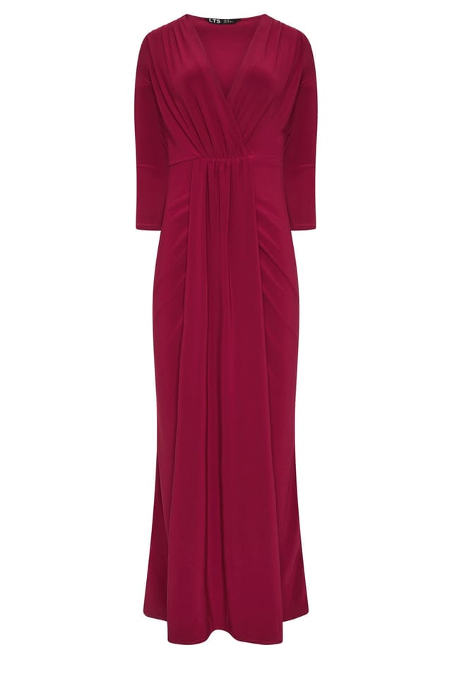 Long Tall Sally Long Tall Sally Women's Tall Drape Wrap Maxi Dress in Wine - 2