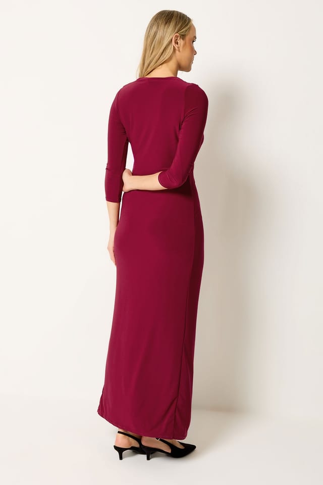 Long Tall Sally Long Tall Sally Women's Tall Drape Wrap Maxi Dress in Wine - 3
