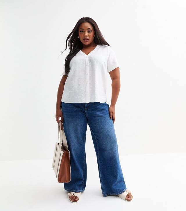 New Look Women's Plus Size White Button Up Top Curves New Look - 3