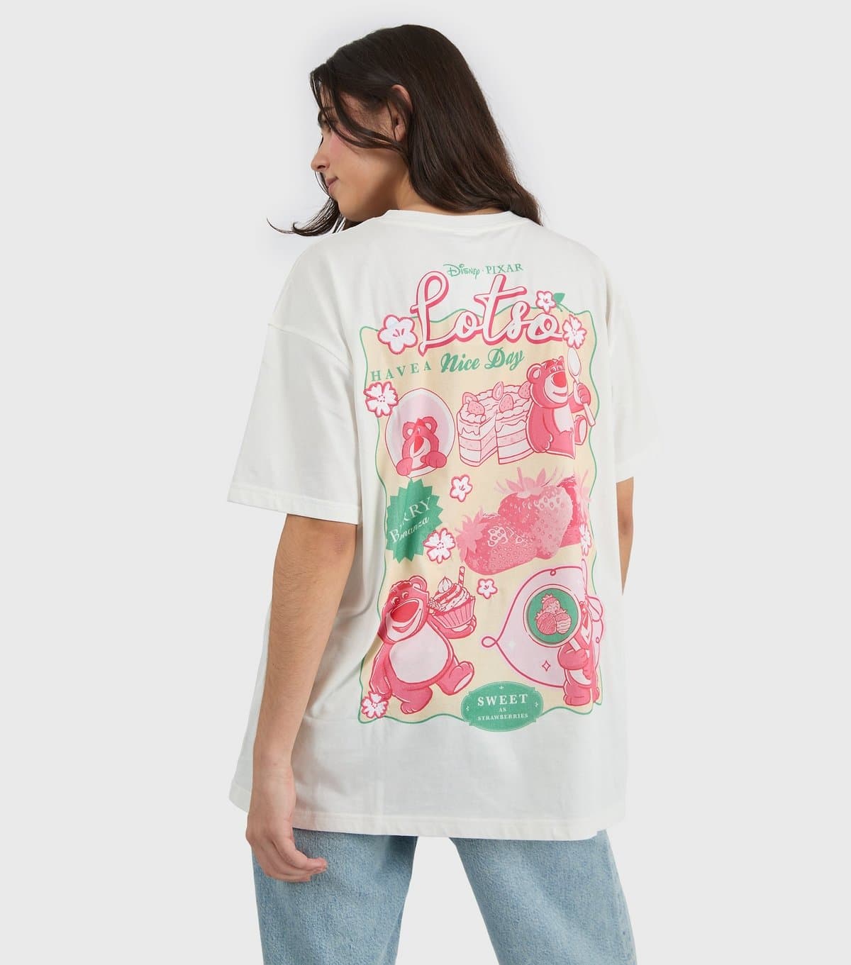 Skinnydip Women's White Cotton Lotso Print Oversized T-Shirt Skinnydip New Look