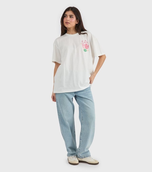 Skinnydip Women's White Cotton Lotso Print Oversized T-Shirt Skinnydip New Look - 3