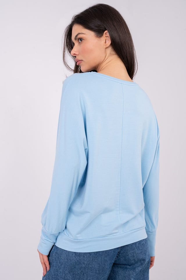Love Lace Love Lace Women's Everyday Soft Micro Modal Blouse with Patch in Blue - 3