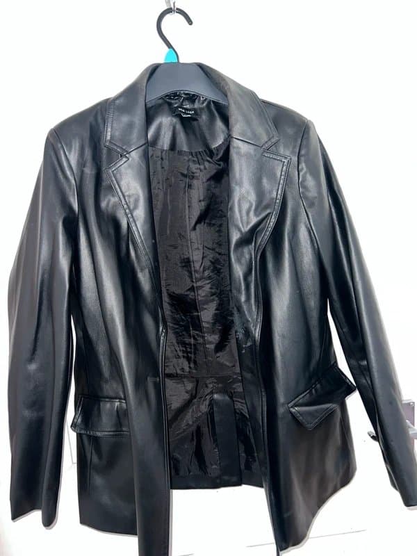 New Look Black leather shacket/blazer