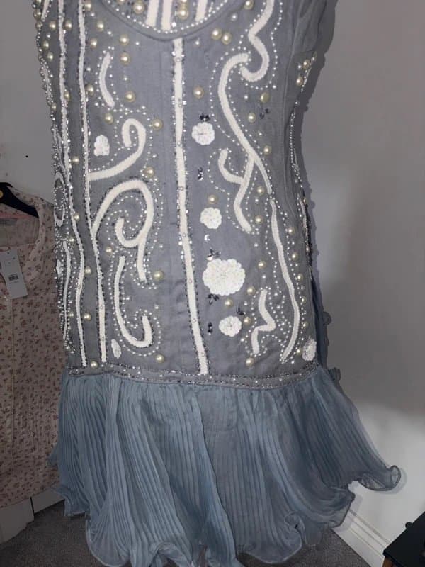 ASOS Asos luxe Denim dress embellished with pearls and sequins