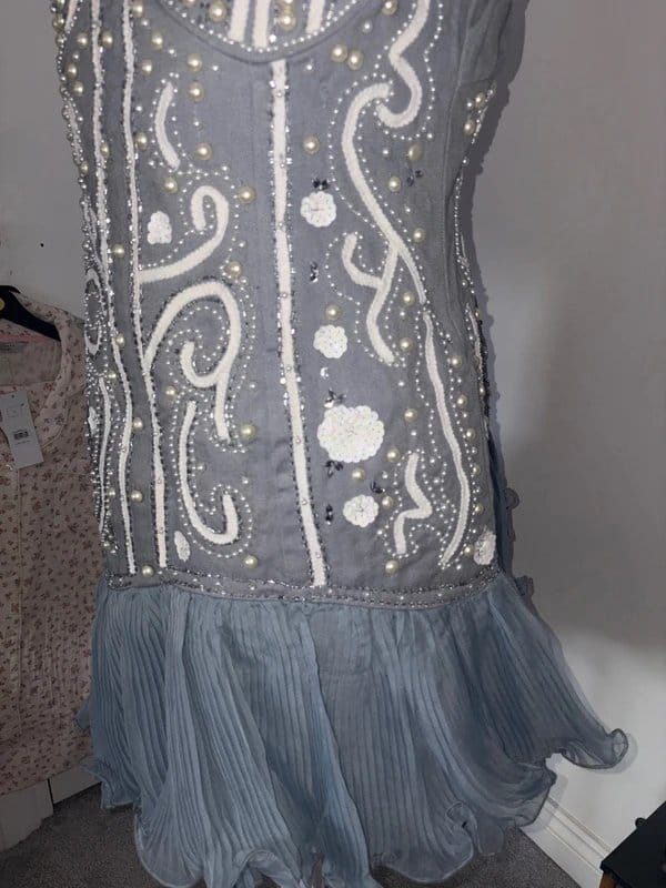 ASOS Asos luxe Denim dress embellished with pearls and sequins - 1