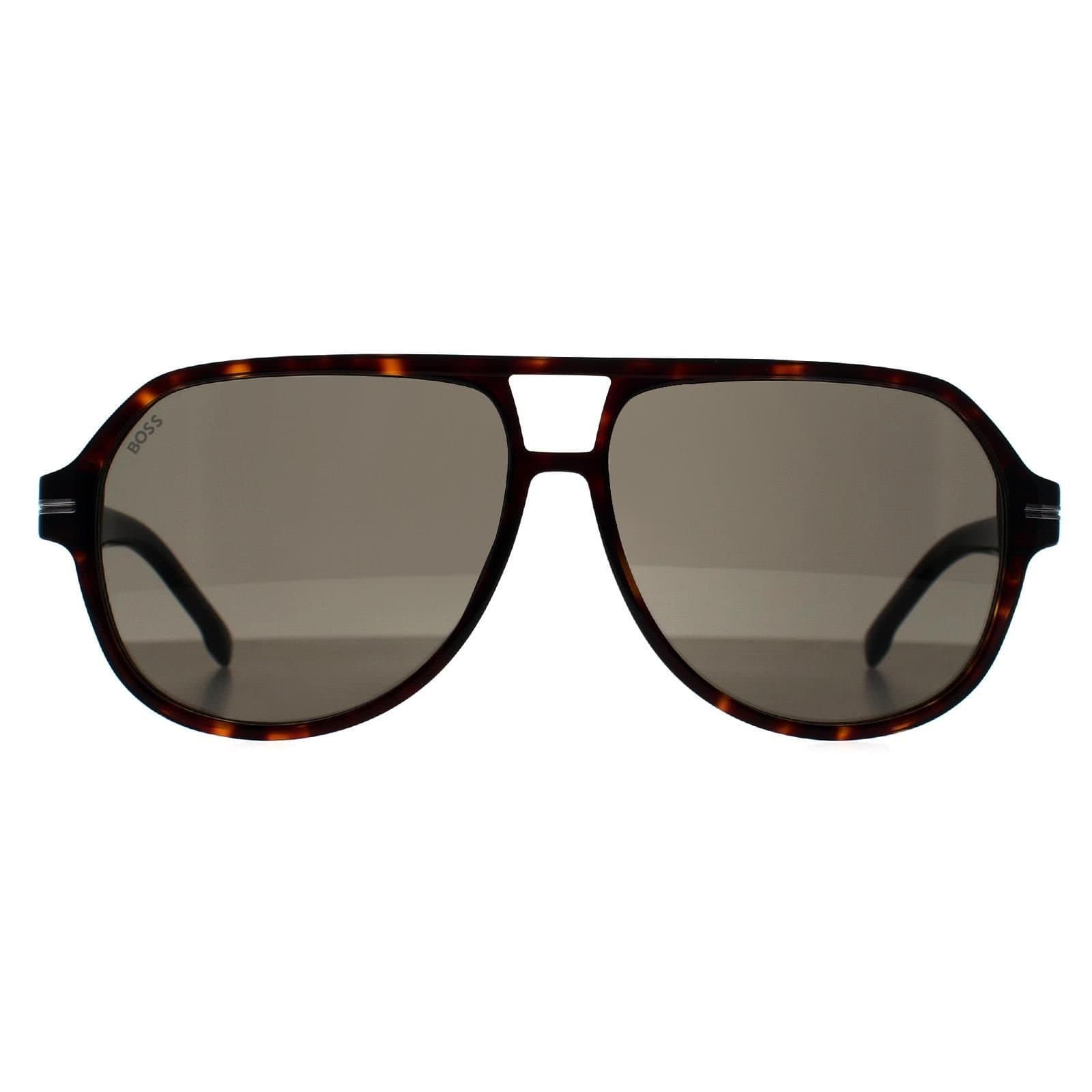 Hugo Boss Hugo Boss Men's Aviator Dark Havana Grey BOSS 1507/S in Brown