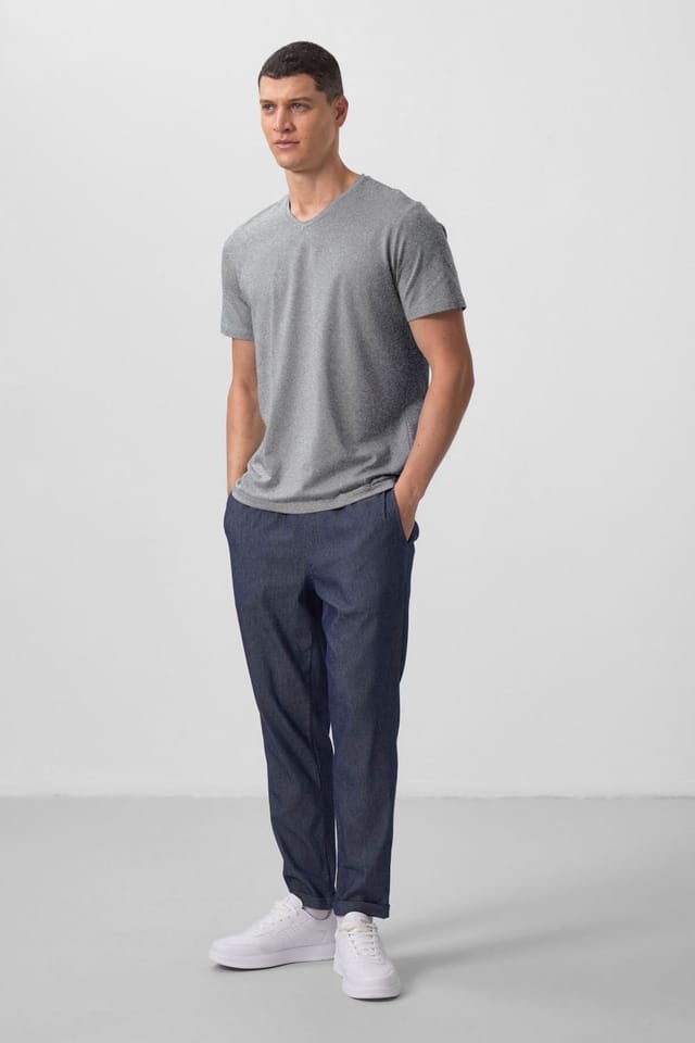 Tommy Life Tommy Life Men's V-Neck Short Sleeve T-Shirt in Grey - 3