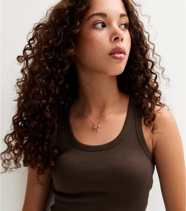 New Look Girls' Brown Scoop Neck Ribbed Vest Top New Look - 3