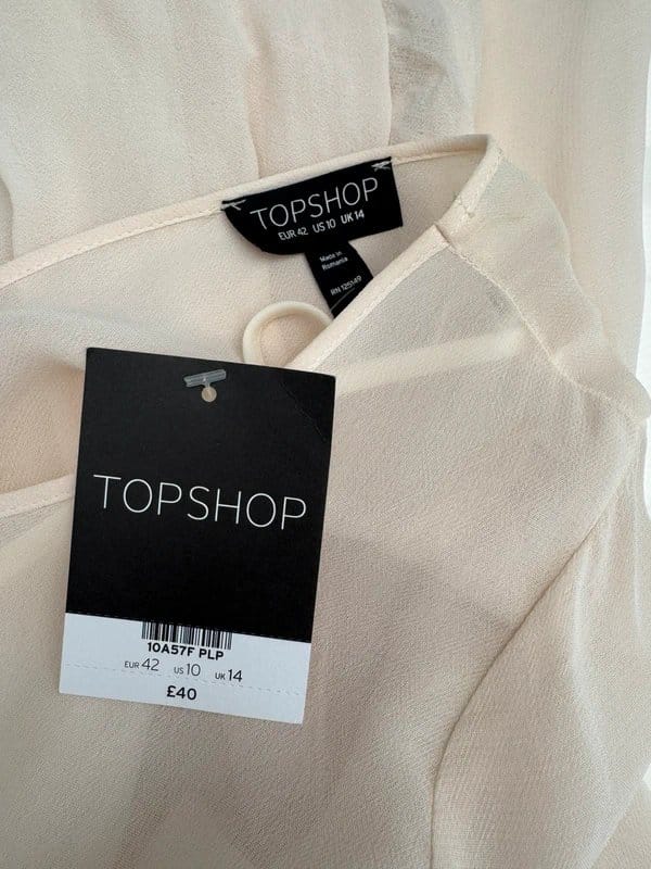 Topshop Cream Chiffon Midi Dress