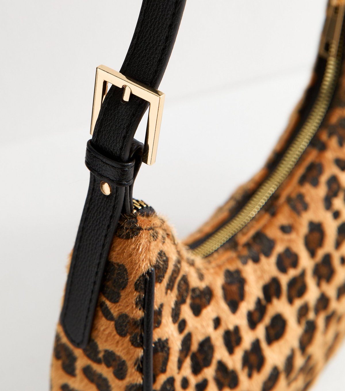 New Look Brown Leopard Print Textured Shoulder Bag Vegan New Look - 3